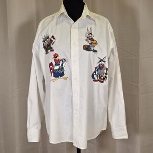 Vintage Looney Tunes ACME Embroidered Button Up Shirt 90s Size Small